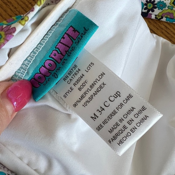 Coco Rave Floral Print Halter Bathing Suit Top M 34 C - Picture 7 of 8